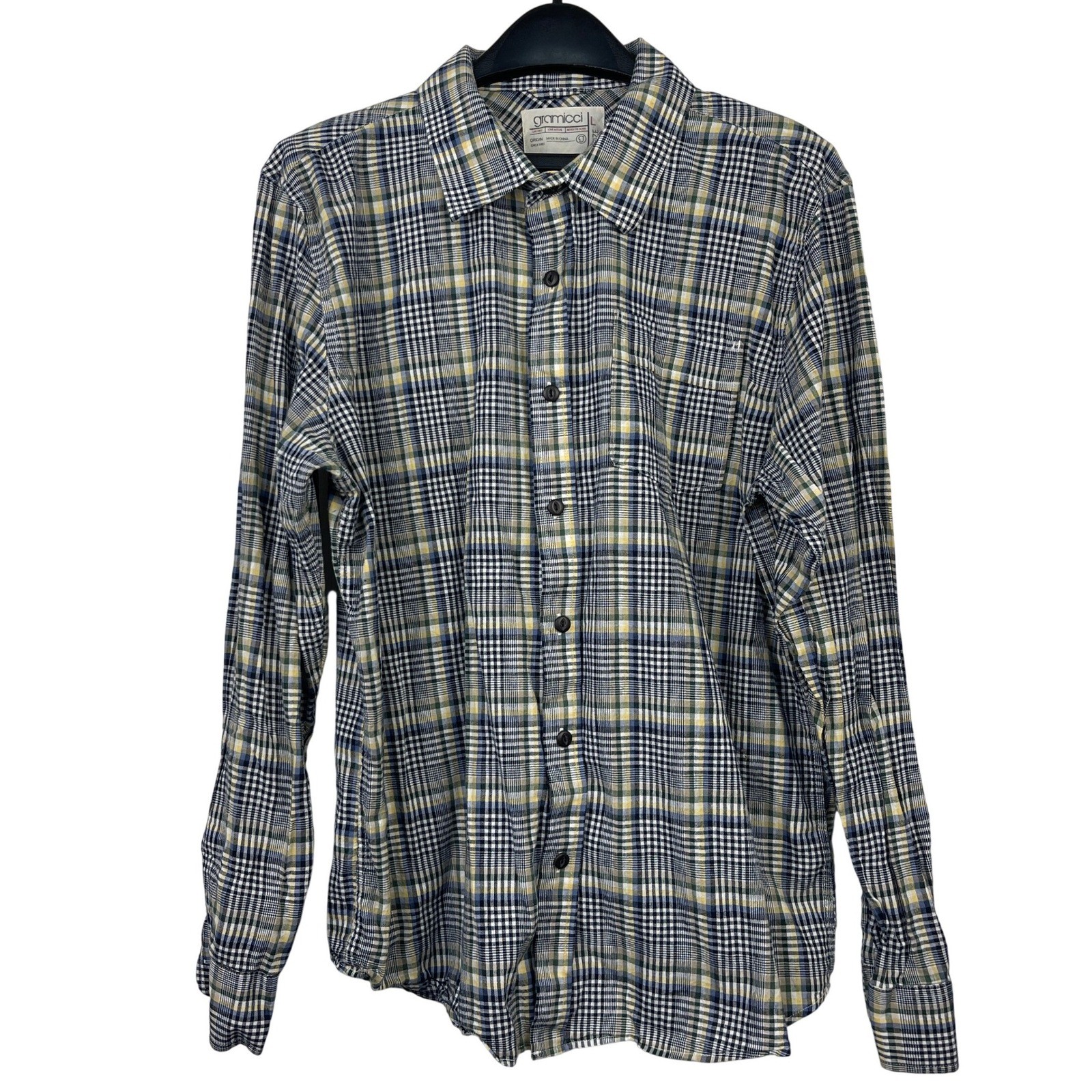 (LOT OF 2) Gramicci Plaid Button Up Shirts Mens L Green Blue Brown Plaid Casual image 5