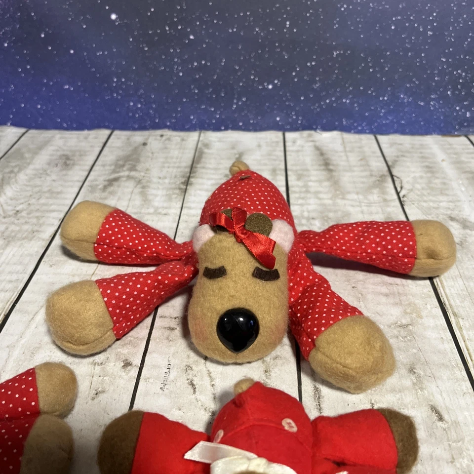 Vtg Set Of 6 Hallmark Reindeer Plush Randy & Ramona - Image 3 of 4