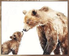 Bear Mom and Baby Art Print, Woodland Nursery Wall Decor, Mother'S Gift, Nursery