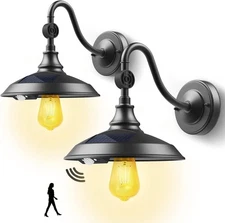 Solar Barn Light Outdoor with 3 Modes, Aluminum Vintage Farmhouse Gooseneck W...