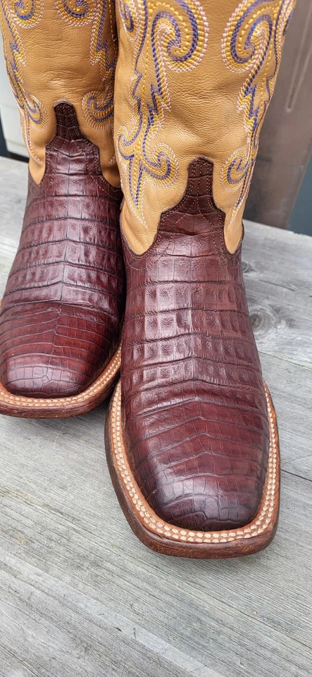 Botas Lucchese Exóticas Caimán Caimán Granate Azul Amarillo Talla 6.5B Lucchese Foto 4 de 4