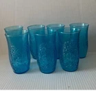 Vintage (7) Anchor Hocking Glass Tumblers Spring Song DaisyPattern