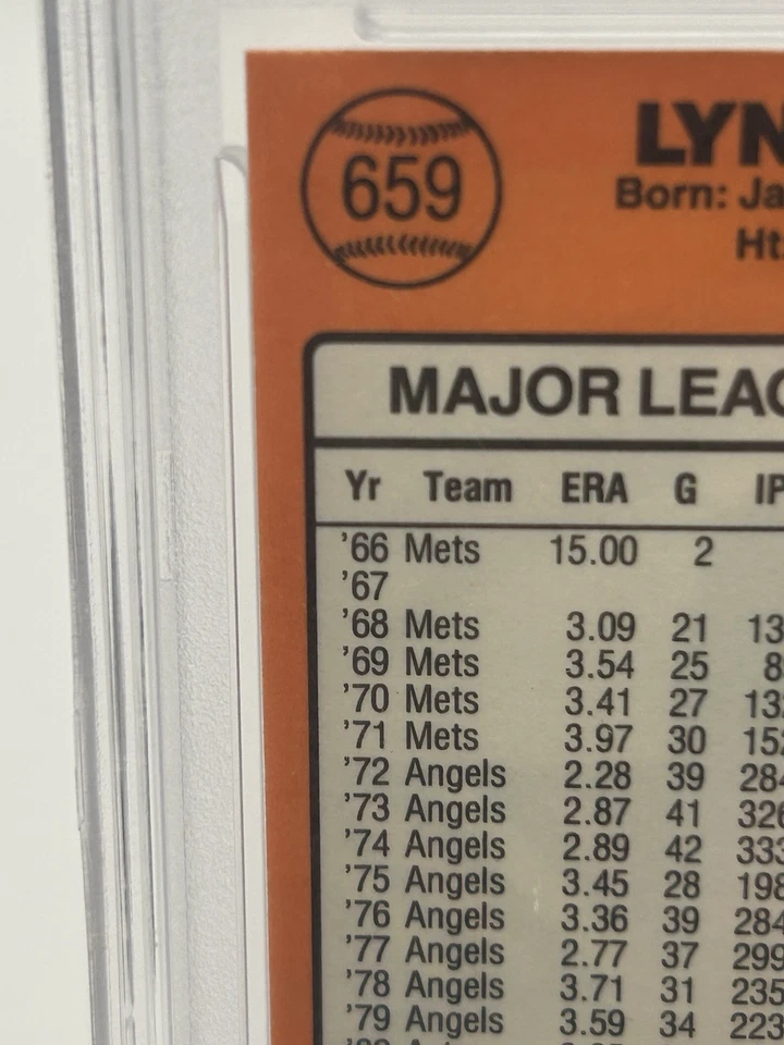 1990 Donruss Nolan Ryan #665 King of Kings ERROR CARD #659 Back (PSA 8) - Image 3 of 3