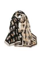 Jeelow Playful Doodle Cat Shawl | Soft Reversible Winter Scarf for Cat Lovers