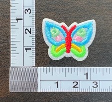 Rainbow Colored Butterfly Embroidered Iron On Patch