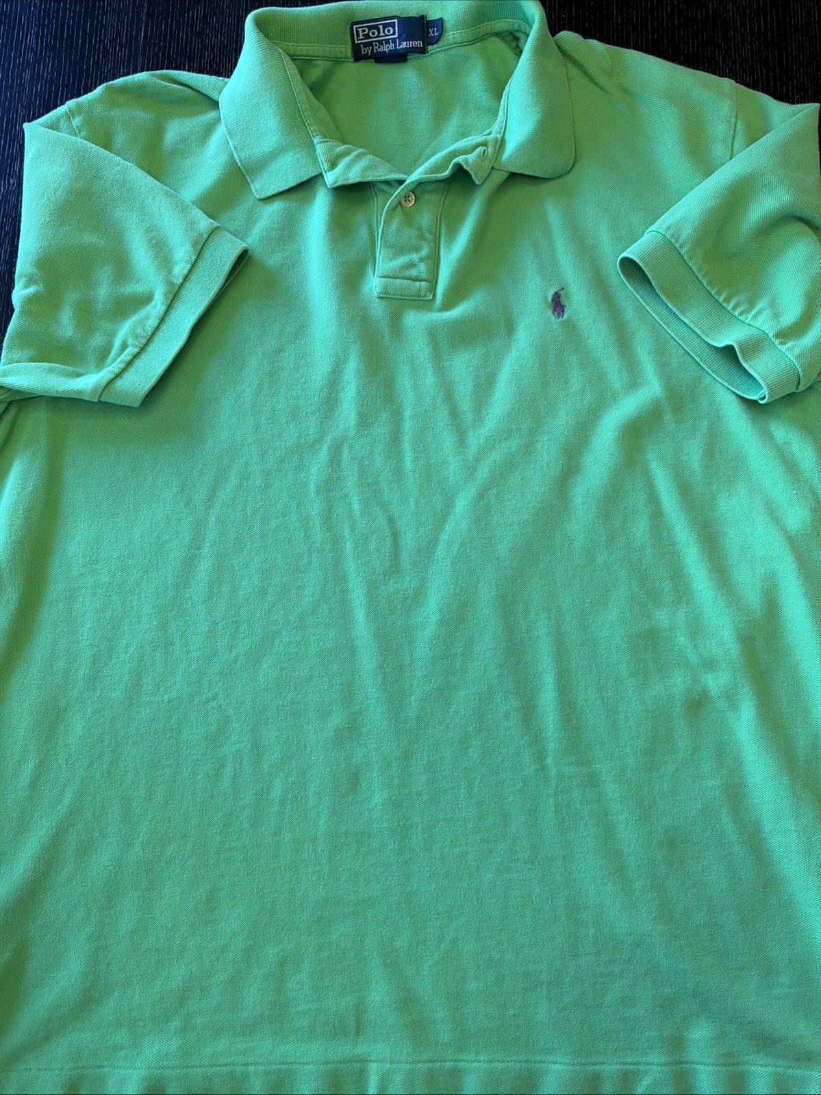 POLO RALPH LAUREN The Iconic Vintage Mesh Knit Polo Shirt in Green Size XL