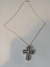 Black And White Crystal Cross 18"