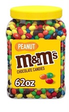 M M'S Peanut Milk Chocolate Candy Bulk Jar 62 oz - Colorful candy Always Fresh