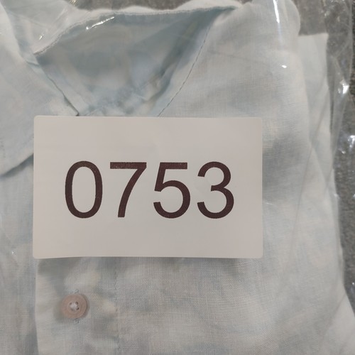 Easy Shirt Mens Large Light Blue Pure Linen Short Sleeve Casual Breezy - Picture 8 of 8