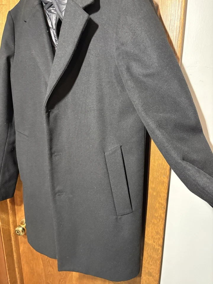 DKNY Men’s Wool Overcoat Lined Small Removable Flap - Image 3 of 4