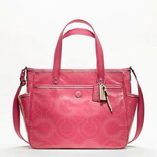 Coach Baby Stiched Patent Baby Diaper Multifunction Tote Bag in Crimson RARE NWT