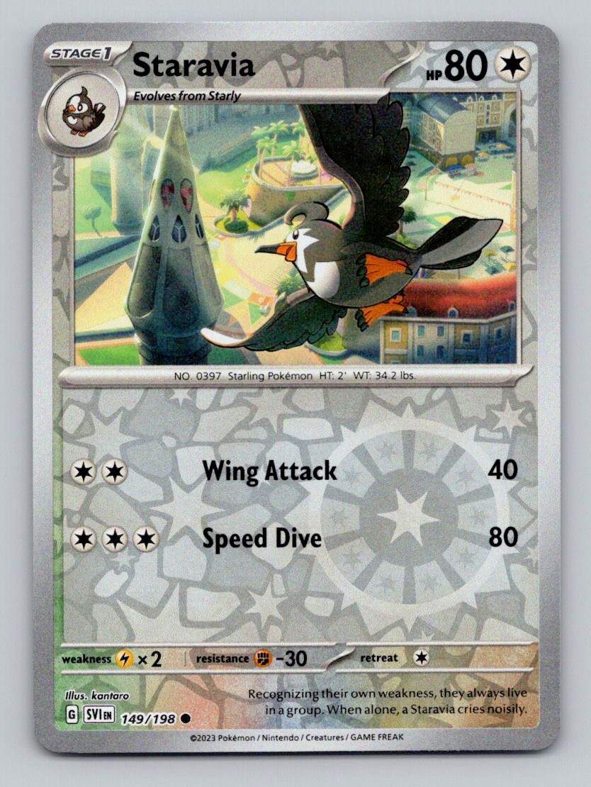 Reverse Holo Staravia 149/198 Common Scarlet & Violet Pokemon
