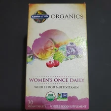new Garden of Life Organic One Daily Women's Multivitamin 30 tablets Vegan Glute