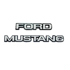 1979-1982 Ford Mustang Words Brand Rear Trunk Deck Lid Emblems Set In Chrome