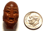 Vintage old Chinese Hand Carved Face Hediao Nut BEAD Buddha? Hole thru to bottom — photo 3