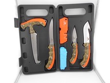 Mossy Oak 8 Piece Hunting Cleaning Kit, Storage Case,Sharpener, 9 inch Gut Hook