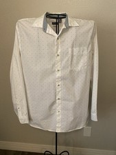 Van Heusen XL Mens Classic Fit Long Sleeve Dress Shirt White / Black