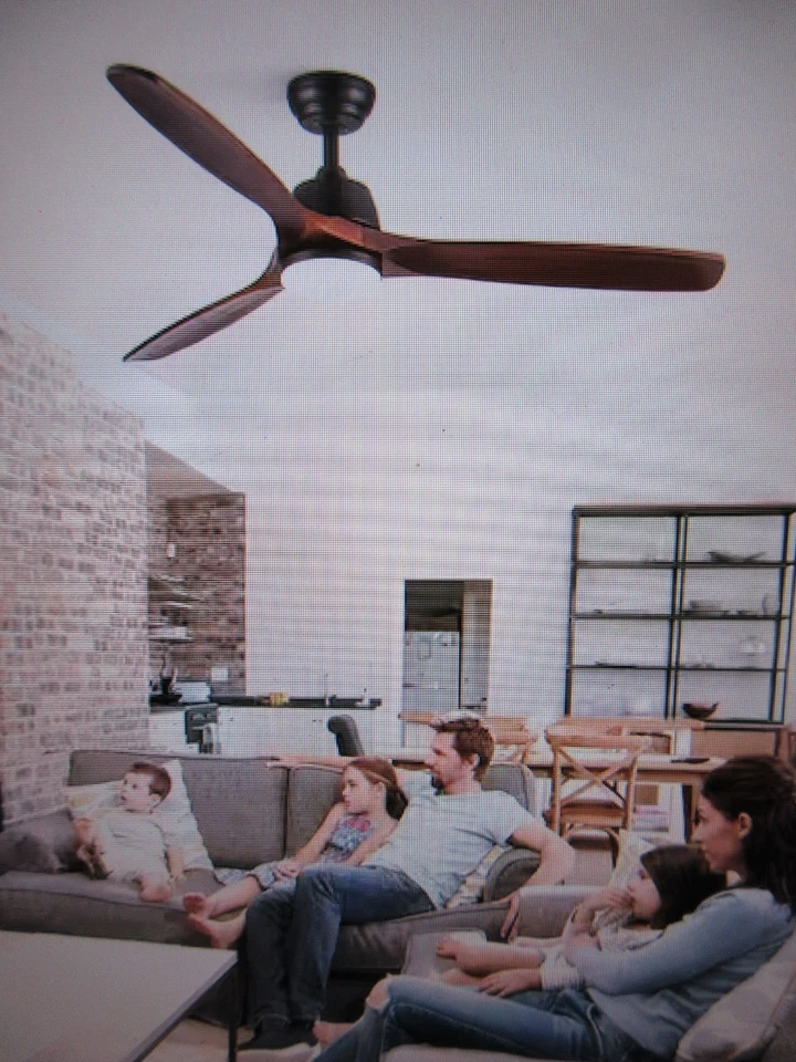 Yuhao Farmhouse 52 in. Integrated LED Indoor Matte Black Ceiling Fan with Remote - Image 2 of 4