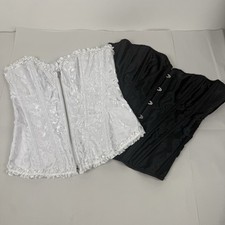 Corsets Lace Up Satin Set Of 2 Large Black White Coquette Cosplay Romantic