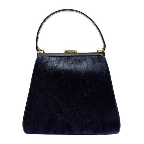 GUCCI Black Pony Hair Hand Bag