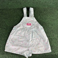 Vintage OshKosh Bgosh Overalls Baby Girls Floral Shortalls Vestbak Blue Size 5