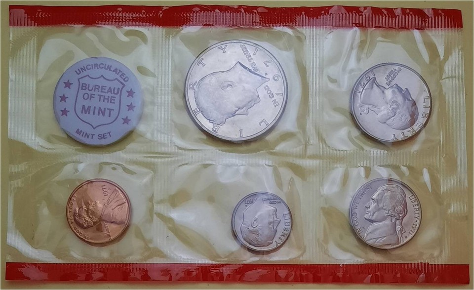 6 Old Coins (Ind 1c, Lib V, Buff, Silver Jeff, & 2-Linc Wheats) & 1 US ...