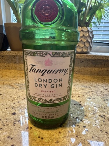 Tanqueray Gin Bottle EMPTY 1 Litre Green Glass for Display, Craft or Collectors - Picture 5 of 6
