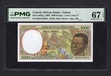 Central African States - Gabon 1000 Francs 2000 P402Lg Uncirculated Grade 67