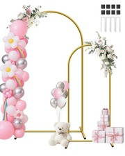 HEMMOTOP Metal Arch Backdrop Stand Set, Gold, 7.2ft and 6ft, 2-Pack 6FT 7.2FT