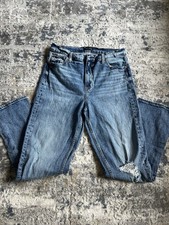 Silver Jeans Co. Women's Blue Denim Jeans Medium Wash Distressed Slim Straight