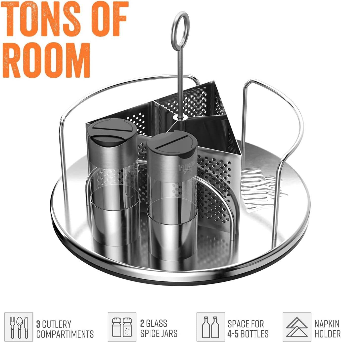 Yukon Glory Rotating Condiment Caddy, Stainless Steel Lazy 