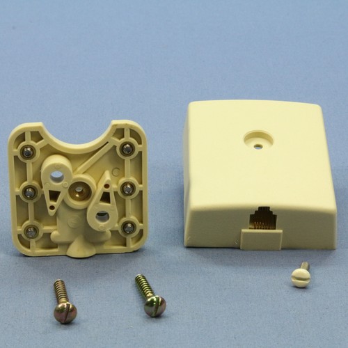 Leviton Ivory Telephone Surface Mount Jack Modular Phone Type 625C 6P6C 40236-I - Zdjęcie 2 z 5