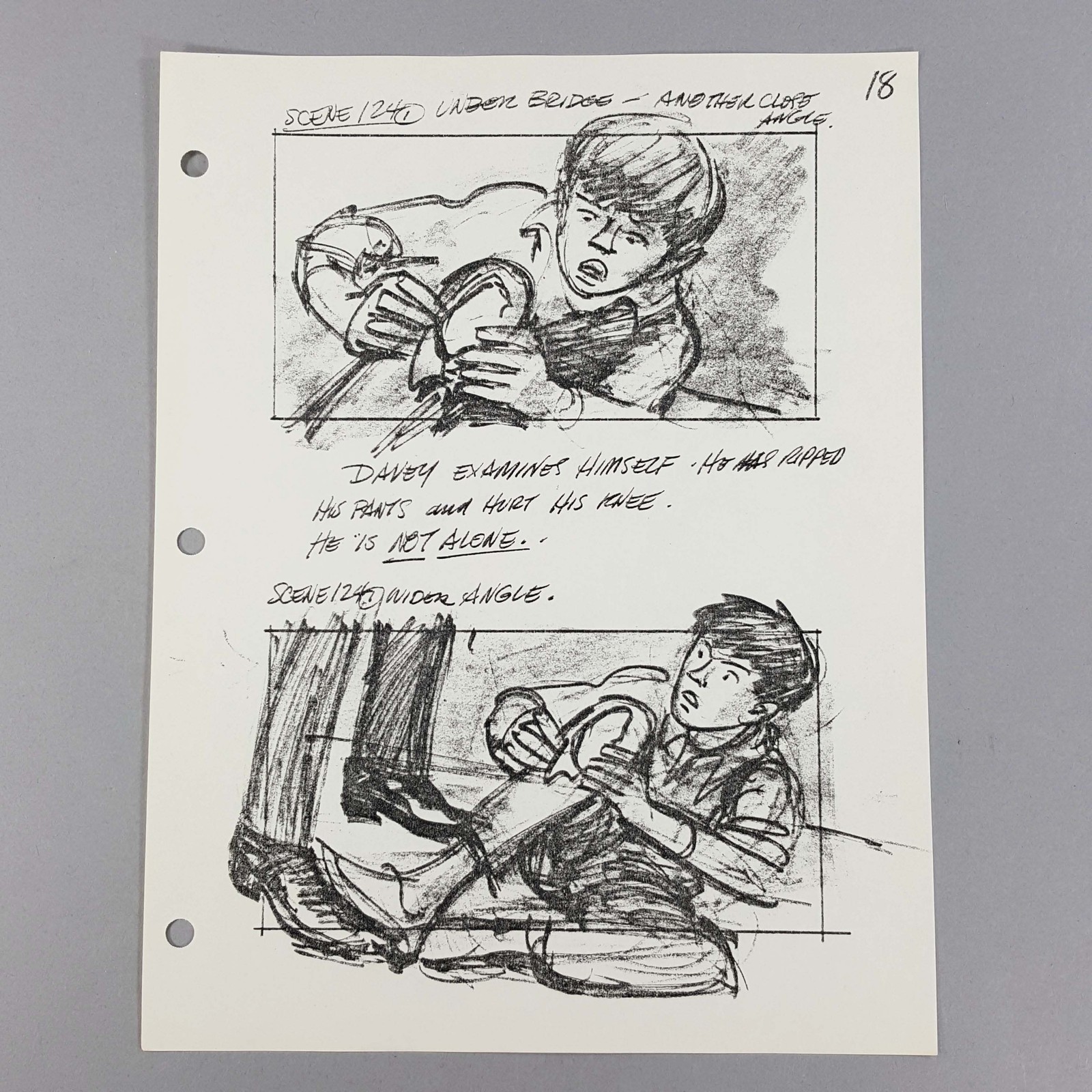 Cloak and Dagger Original Production Used Storyboard Davey Injured Knee COA