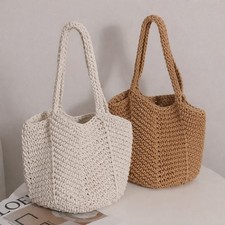Women Boho Woven Tote Bag Summer Beach Shoulder Handbag Casual Bag