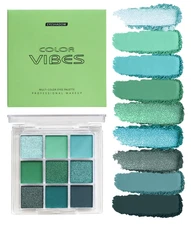 9 Colors Eyeshadow Palette | Avocado Green Theme | Vibrant & Blendable Shades