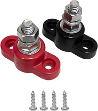 2PCS Car Single Stud Battery Junction Post Block, 12V 5/16" Heavy-Duty Insulated