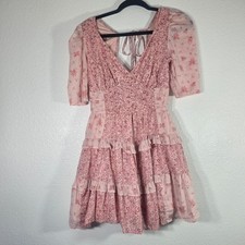 American Eagle Mini Babydoll Dress Youth XS Pink Floral Ruffle Y2K Coquette