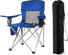 YSSOA CAMP Oversized Heavy Duty Lawn Chair with Cooler Bag Camping Chair 300LBS