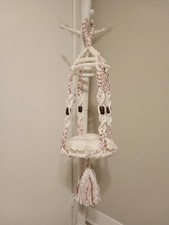 Pink, Red  White Macrame Handmade Hanging Cat Hammock