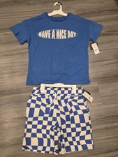 NWT Grayson Threads Kids Have A Nice Day Blue Shirt Checker Pant Boy Large 10/12