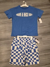 NWT Grayson Threads Kids Have A Nice Day Blue Shirt Checker Pant Boy Large 10/12