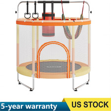 60  Kids Trampoline with Safety Net  Hoop  Swing  Bar Fun Indoor/Outdoor Play