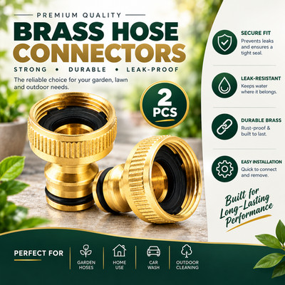 2 Pack Brass Tap Hose Connector 3/4