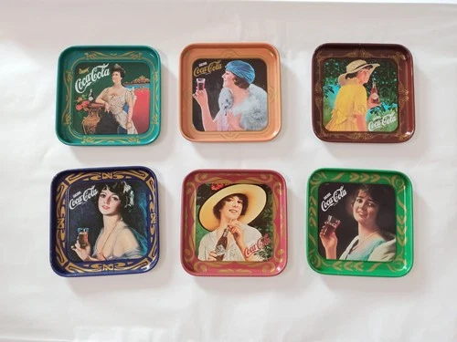 Coca-Cola Vintage Style Metal Trays - Set of 6 - 50th Anniversary - Retro...