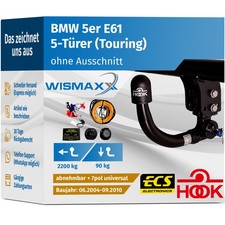 ANH�NGERKUPPLUNG f�r BMW 5er E61 04-10 vert. abnehmbar HOOK +7pol E-Satz ABE