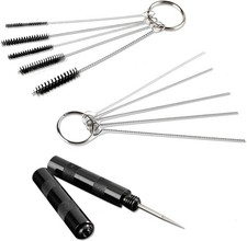 Airbrush Cleaning Tools Kit 3 Piece Black Stainless Steel Brushes Needle Wrench