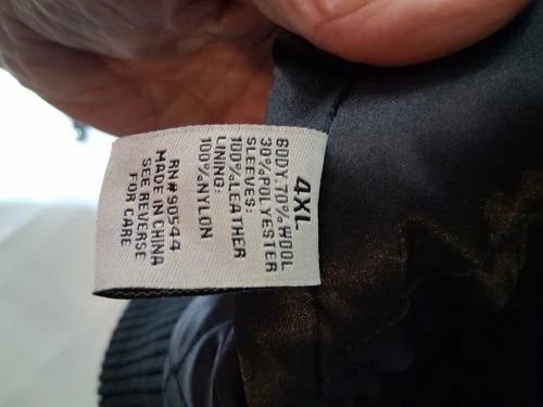 Kanji Jeans Men's Jacket Size 4XL Black Embroidered Wool Leather Vintage Unused  image 4