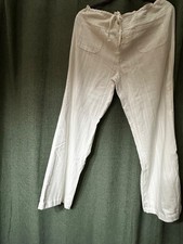 Sundance Gigi Wide Leg Pants Size L White Eyelet Drawstring Lined Cotton READ 
