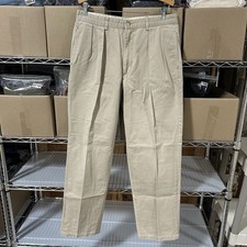 VTG Polo Ralph Lauren Pants Mens 33x30 Khaki Tan Pleated Chino 90s Twill 34x32