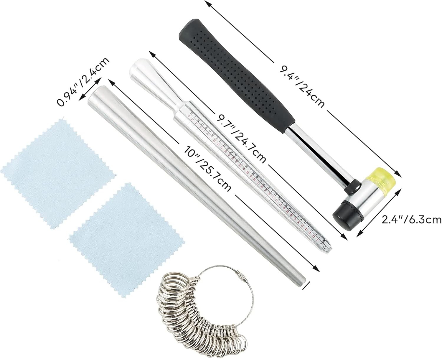 FLKQC Ring Mandrel Sizer Tool with Metal Finger Sizing Measuring... 